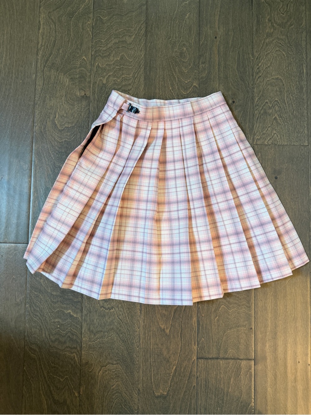 Pleated Pink Plaid Mini Skirt